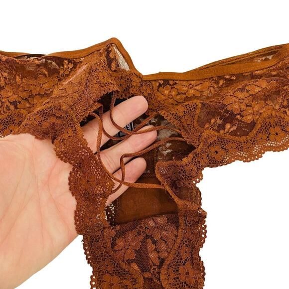 Victoria's Secret Copper Very Sexy Cheeky Panty Lace Boudoir Womens Small - Picture 5 of 7
